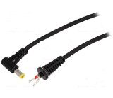Kabel vodiče, DC 5,5/3,0CP zástrčka úhlový 1mm2 černá 1,5m