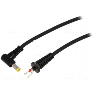 Kabel vodiče, DC 5,5/3,0CP zástrčka úhlový 1mm2 černá 1,5m