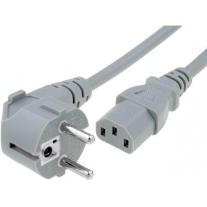 Kabel CEE 7/7 (E/F) úhlová vidlice, IEC C13 zásuvka 4m šedá