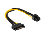 Kabel: napájecí SATA PCI-E 6pin zásuvka,SATA vidlice 0,15m