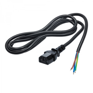 Kabel IEC C13 zásuvka,vodiče 1,5m černá PVC 3G0,5mm2 10A
