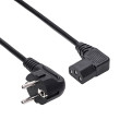 Kabel CEE 7/7 (E/F) úhlová vidlice,IEC C13 zásuvka 90° 3m