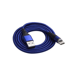 Kabel USB 2.0 USB A vidlice,USB C vidlice niklovaný 1m modrá