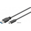 Kabel USB 3.0 USB A vidlice,USB C vidlice 2m černá