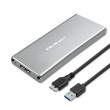 Box pro disky: M.2 PnP SATA III,USB 3.0 Mat.těl: hliník