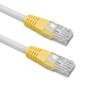 Patch cord U/UTP 5 drát CCA PE bílo-žlutá 10m 26AWG