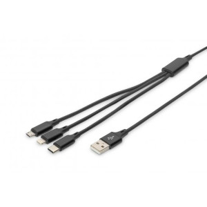 Kabel High Speed,USB 2.0 niklovaný 1m černá Žíla: Cu 30AWG 2A