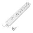Nap.prodl.přívod: ochranný Zásuvky: 6 230VAC 10A bilá 3m IP20