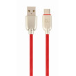 Kabel USB 2.0 USB A vidlice,USB C vidlice zlacený 2m červená