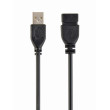 Kabel USB 2.0 USB A zásuvka,USB A vidlice zlacený 1,8m černá