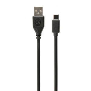 Kabel USB 2.0 USB A vidlice,USB C vidlice zlacený 1,8m černá