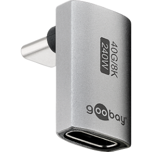 Adaptér USB 4.0 USB C zásuvka,USB C úhlová zástrčka stříbrná
