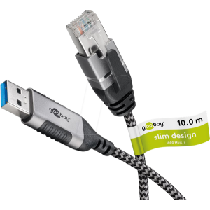 Kabel slim,USB 3.0 RJ45 vidlice,USB A vidlice niklovaný 10m