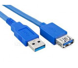 Kabel USB 3.0 USB A zásuvka USB A vidlice niklovaný 3m modrá