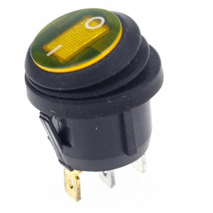 Kolébkový vypínač podsvětlený 12V 5A žlutý vodotěsný
