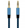 Profi audio kabel JACK 3,5mm opletený zlacený stereo modrý 1m