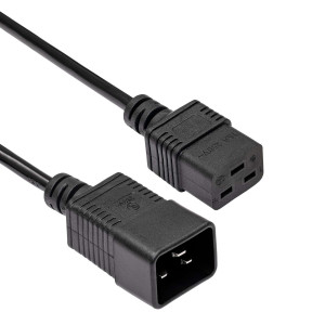 Kabel IEC C19 zásuvka,IEC C20 vidlice 1,8m černá PVC 3G1mm2