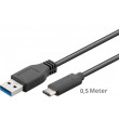Kabel USB 3.0 USB A vidlice,USB C vidlice 0,5m černá