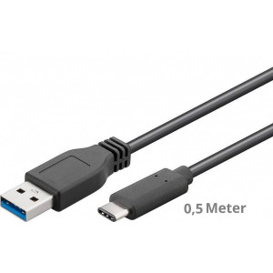 Kabel USB 3.0 USB A vidlice,USB C vidlice 0,5m černá