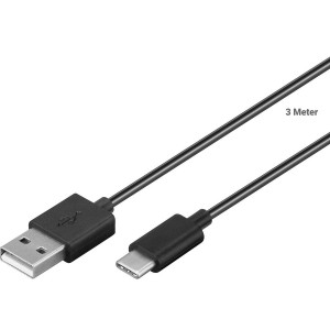 Kabel USB 2.0 USB A vidlice,USB C vidlice 3m černá Žíla: Cu