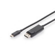 Adaptér DisplayPort vidlice,USB C vidlice niklovaný 2m černá