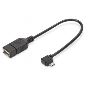 Kabel OTG,USB 2.0 niklovaný 150mm černá Žíla: Cu 28AWG