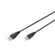 Kabel USB 2.0 USB A vidlice,USB B vidlice niklovaný 3m černá