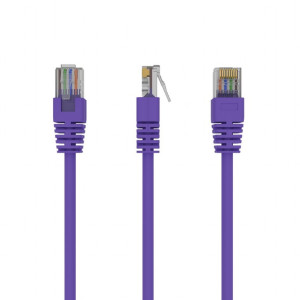 Patch cord U/UTP 5e lanko CCA PVC fialová 0,5m 26AWG