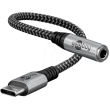 Kabel Jack 3,5mm 3pin zásuvka,USB C vidlice 0,15m černá,šedá
