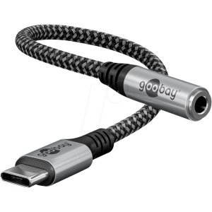Kabel Jack 3,5mm 3pin zásuvka,USB C vidlice 0,15m černá,šedá