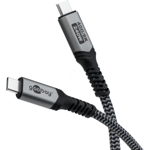 Kabel USB 4.0 USB C vidlice,z obou stran 1m černá,šedá PVC