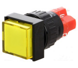 Přepínač tlačítkový 1-polohové SPDT 3A/250VAC 2A/24VDC žlutá