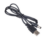 Kabel USB A vidlice,DC 5,5/2,5 zástrčka přímý černá 0,8m