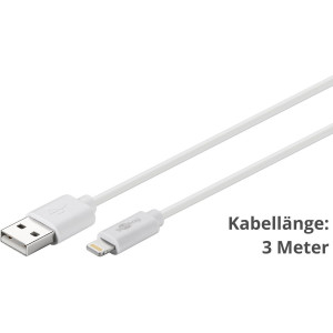 Kabel USB 2.0 vidlice Apple Lightning,USB A vidlice 3m bílá