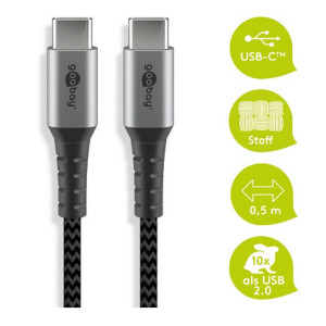 Kabel USB 2.0 USB C vidlice,z obou stran 0,5m 480Mbps