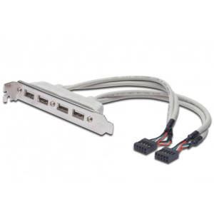 Adaptér lišta,USB 2.0 niklovaný 0,25m béžová Žíla: Cu 28AWG