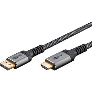 Kabel DisplayPort 1.2,HDMI 2.0 PVC Dél: 3m černo-šedá Žíla: Cu