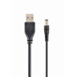 Kabel USB A vidlice,DC 3,5/1,35 zástrčka černá 1,8m