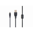 Kabel USB 2.0 USB A vidlice,USB B mini vidlice zlacený 1,8m
