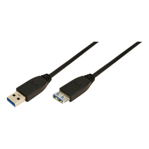 Kabel USB 3.0 USB A zásuvka,USB A vidlice niklovaný 2m černá