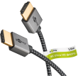 Kabel HDMI vidlice,z obou stran PVC textilní 1m černo-šedá