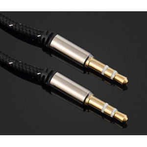 Profi audio kabel JACK 3,5mm opletený zlacený stereo černý 1m