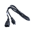 Kabel IEC C14 vidlice,IEC C5 zásuvka 1,5m černá PVC 3G0,5mm2