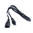 Kabel 3x0,5mm2 IEC C14 vidlice,IEC C5 zásuvka PVC 1,5m černá