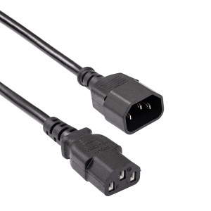 Kabel IEC C13 zásuvka,IEC C14 vidlice 3m černá PVC 3G0,75mm2