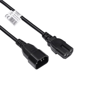 Kabel 3x1mm2 IEC C14 vidlice,IEC C15 zásuvka PVC 1,8m černá