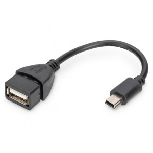 Kabel OTG,USB 2.0 USB A zásuvka,USB B mini vidlice 0,2m