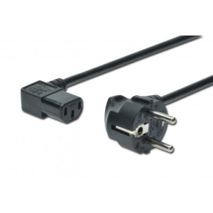 Kabel CEE 7/7 (E/F) úhlová vidlice, IEC C13 zásuvka 90° 1,8m