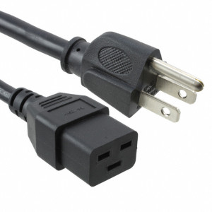 Kabel 3x14AWG IEC C19 zásuvka,NEMA 5-15 (B) vidlice PVC 2,5m