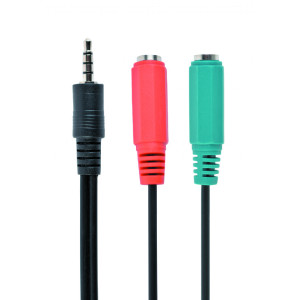 Kabel Jack 3,5mm 4pin vidlice,Jack 3,5mm zásuvka x2 0,2m